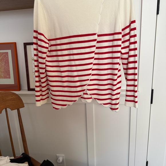 NWT Sezane Red and White Striped Long Sleeve Top M. Tulip back. Corentine jumper - Picture 5 of 7